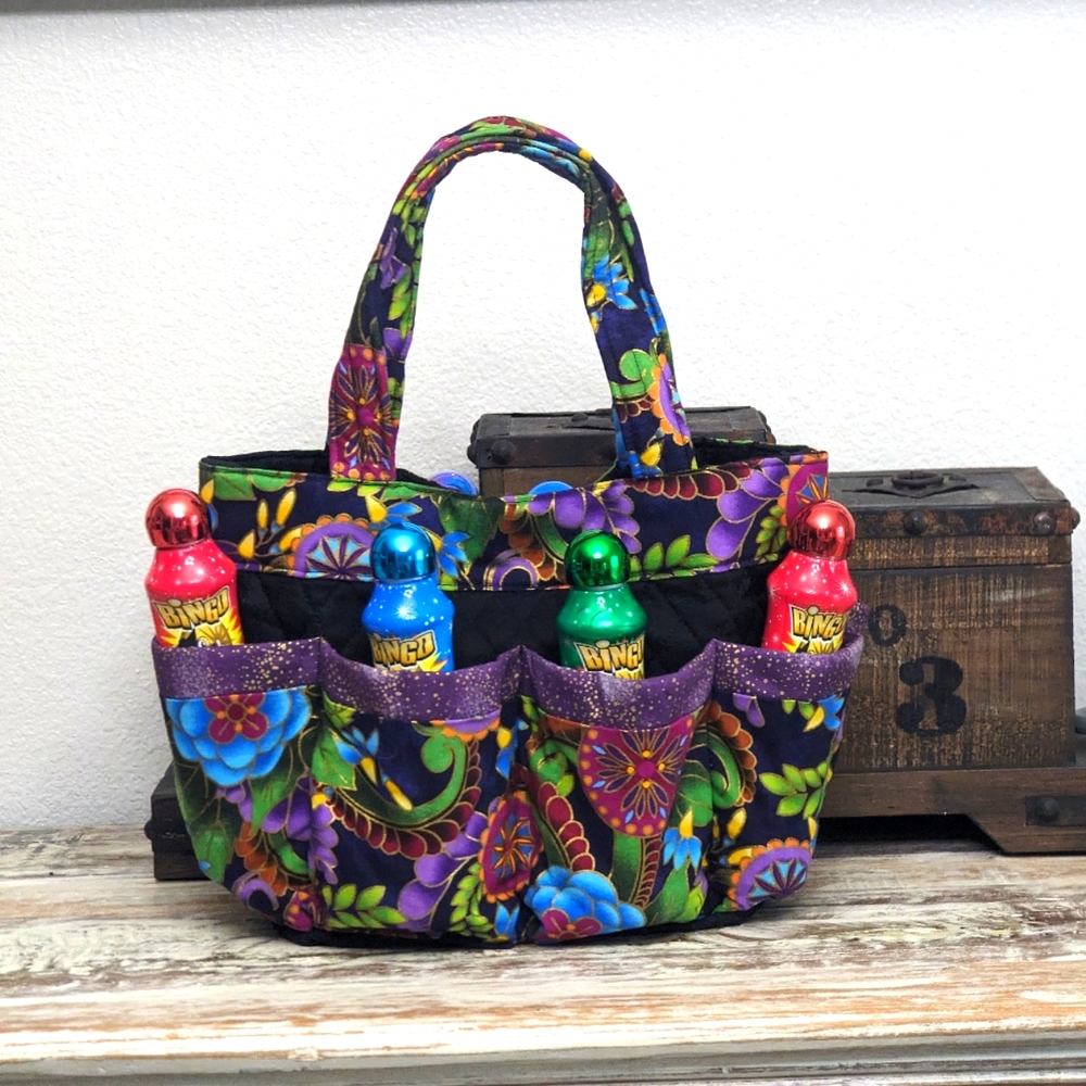 Hand Crafted Floral Design Bingo/Tote Bag 100% Cotton